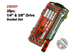 35pc. 1/4", 3/8" Drive Socket Set