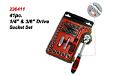 41pc. 1/4", 3/8" Drive Socket Set