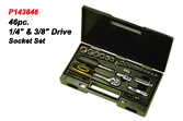 46pc. 1/4", 3/8" Drive Socket Set.